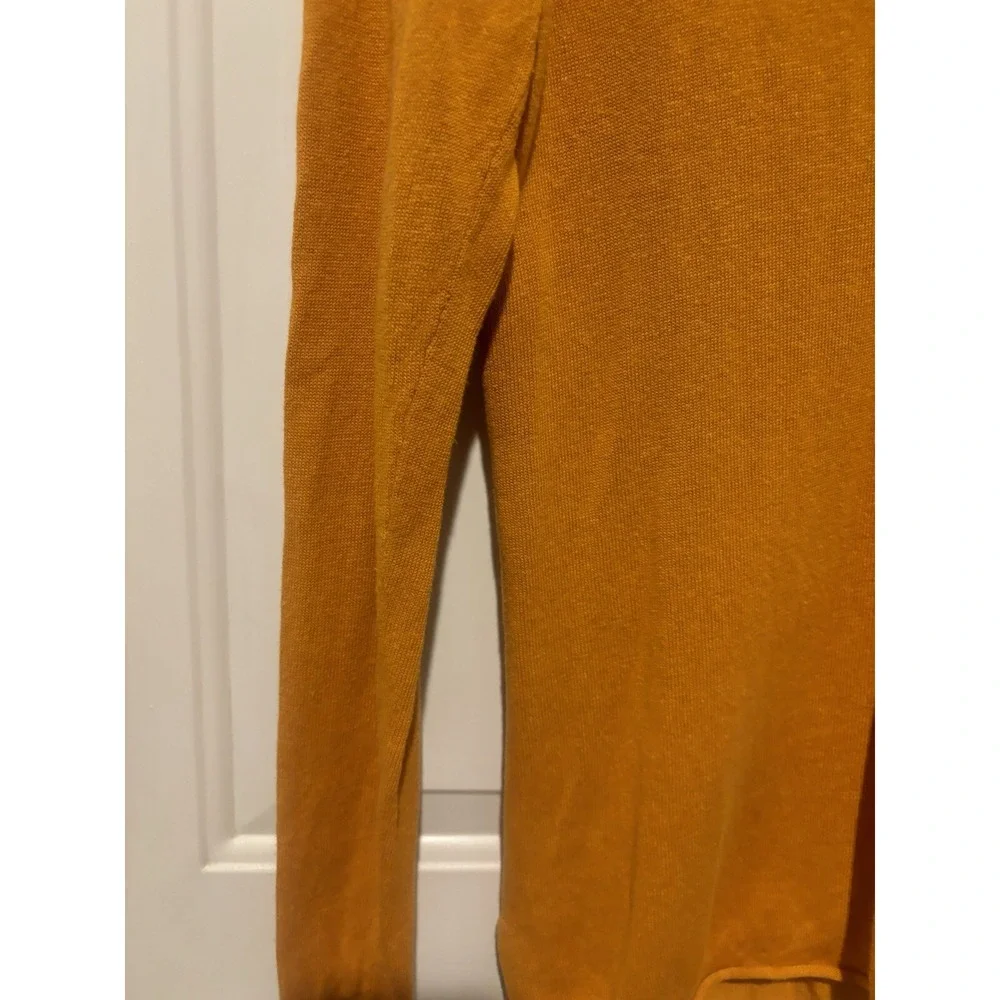 J Crew Sweater Linen Amber Yellow  Tunic Blend‎ Rolled V Neck Long Sleeve XS